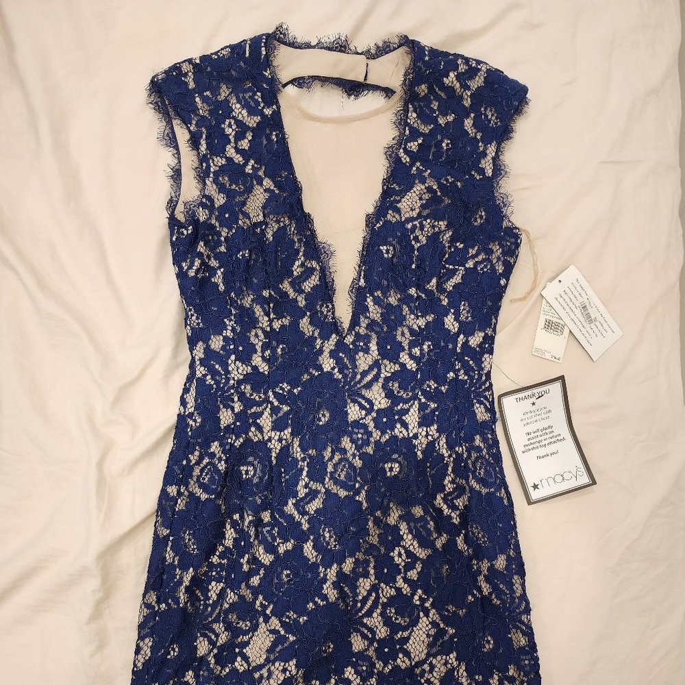 Aidan Mattox Lace Overlay Cocktail Dress